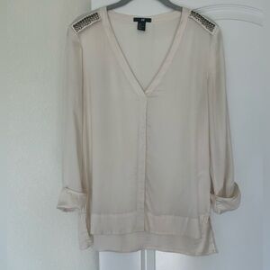EUC H&M Tops | H & M Cream Beaded Shoulder Top.